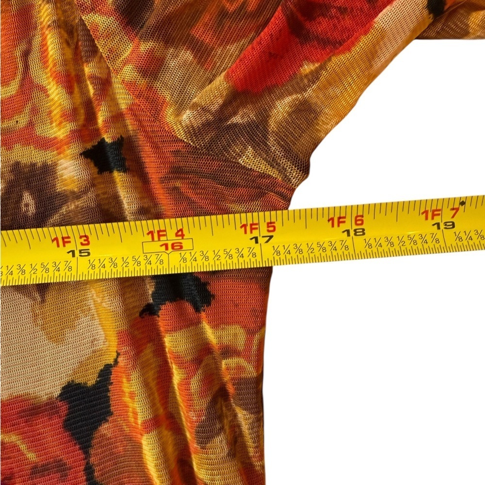 Jane + Delancey Floral Print Mock Turtleneck Mesh Long Sleeve Fall Size Small - Picture 5 of 11
